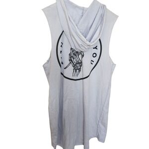 Cotton On Garments Sleeveless Hoodie Graphic Print Light‎ Blue XS Skeleton Hand